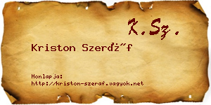 Kriston Szeráf névjegykártya